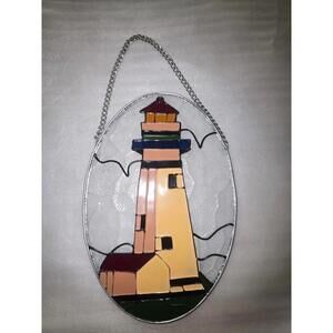 Lighthouse Stained Glass Suncatcher Window Hanging Nautical Decor